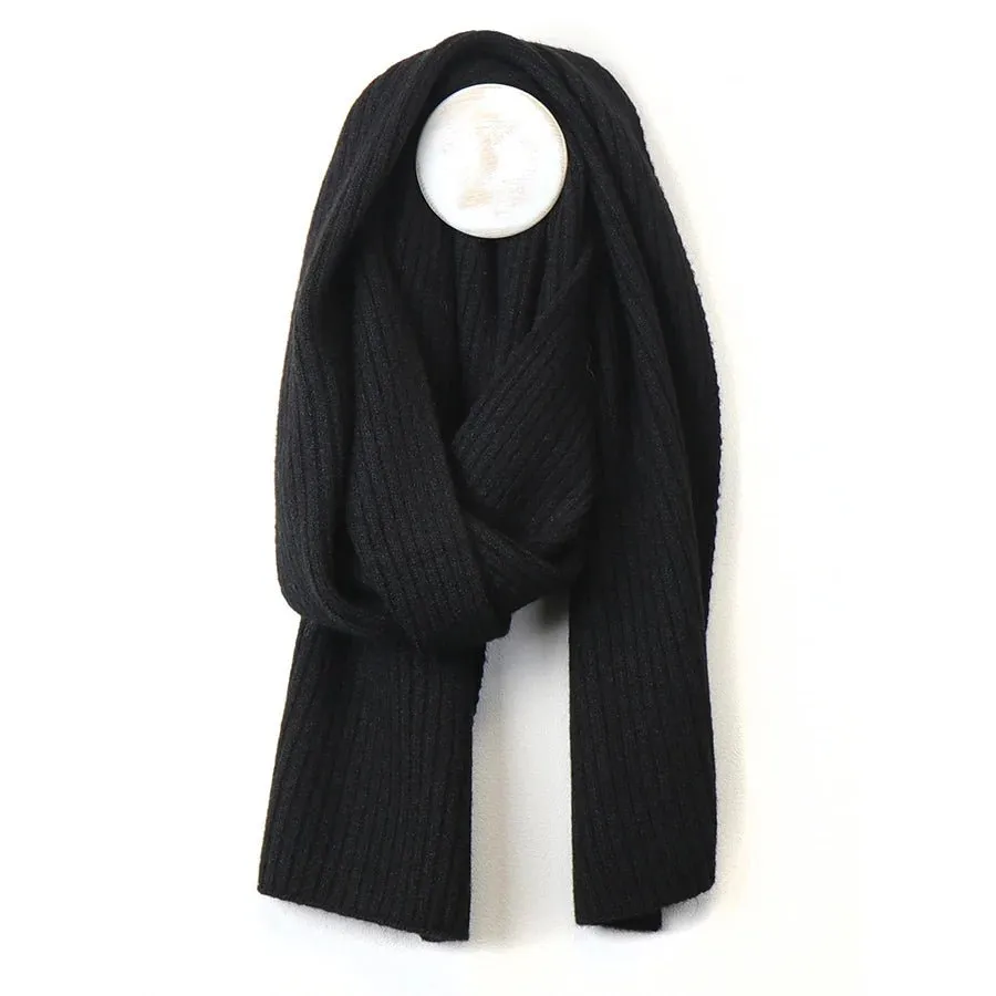 Men's Ribbed Winter Scarf - Black