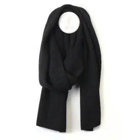 Men's Ribbed Winter Scarf - Black