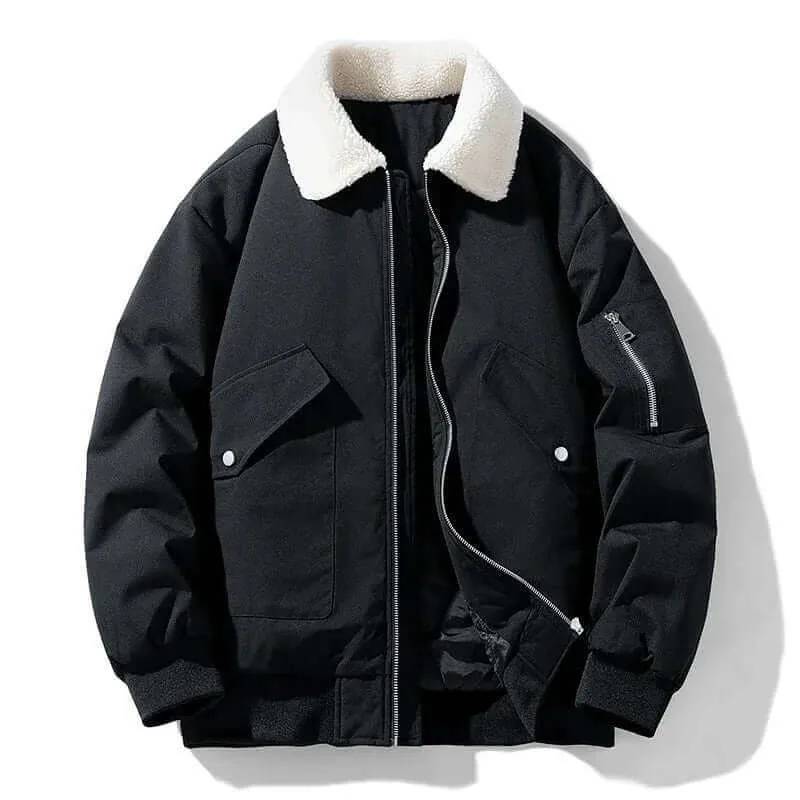 Men's Winter Jacket with Luxury Sherpa Collar and Quilted Lining