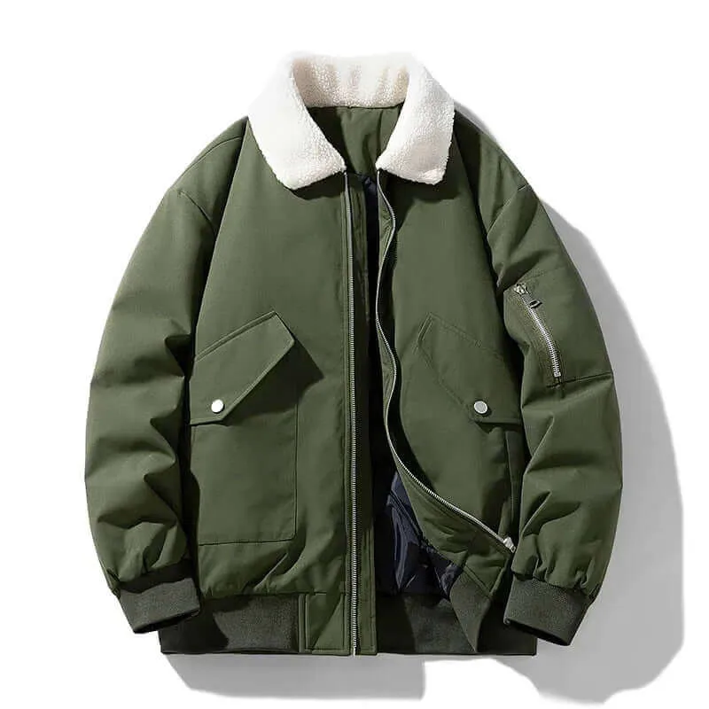 Men's Winter Jacket with Luxury Sherpa Collar and Quilted Lining