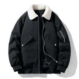 Men's Winter Jacket with Luxury Sherpa Collar and Quilted Lining