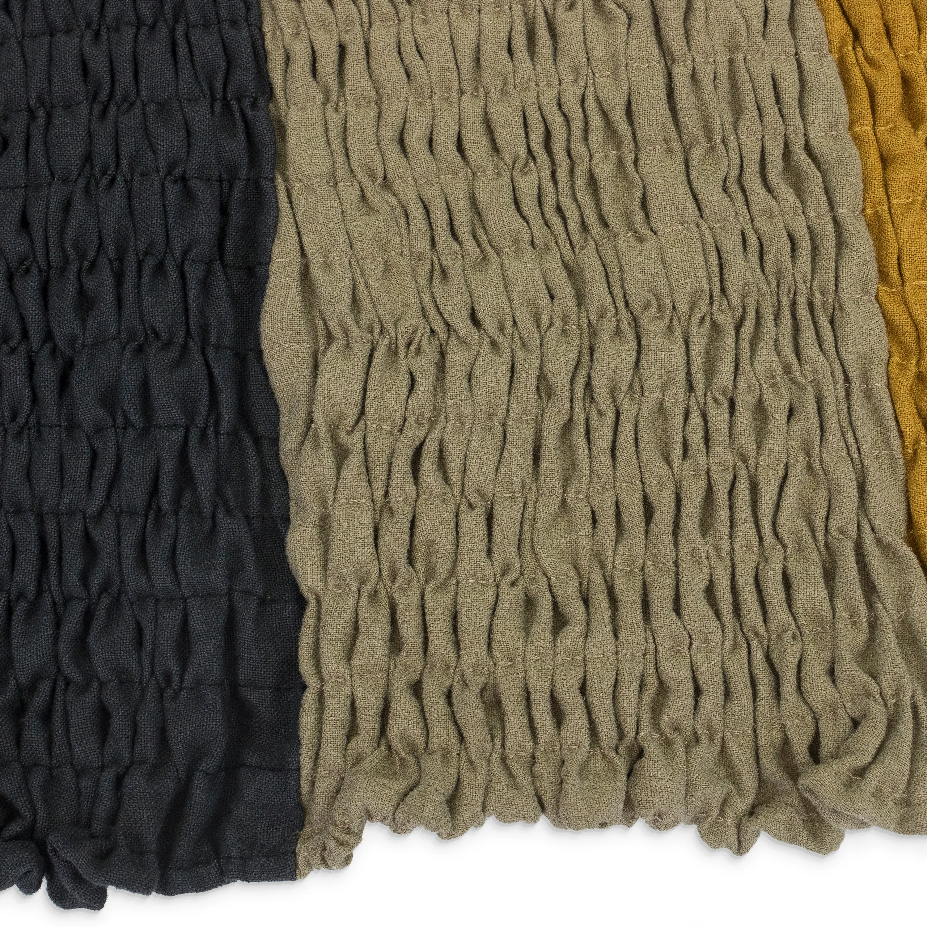 MULTICOLOR SMOCKED LINEN TURTLENECK TANK TOP