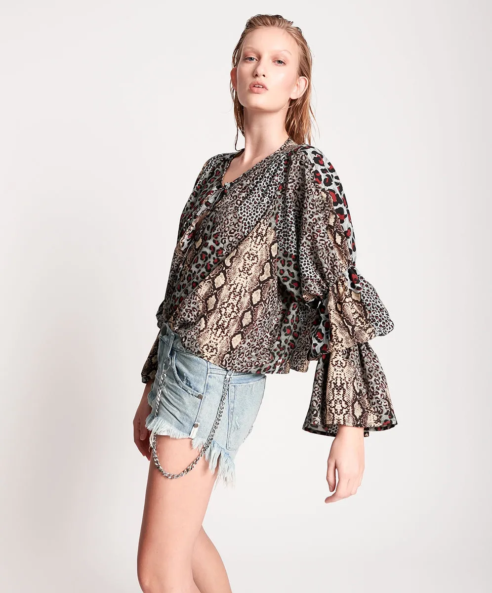 OneTeaspoon WOMENS PUNK PYTHON SOPHISTICATED SAVAGE TOP