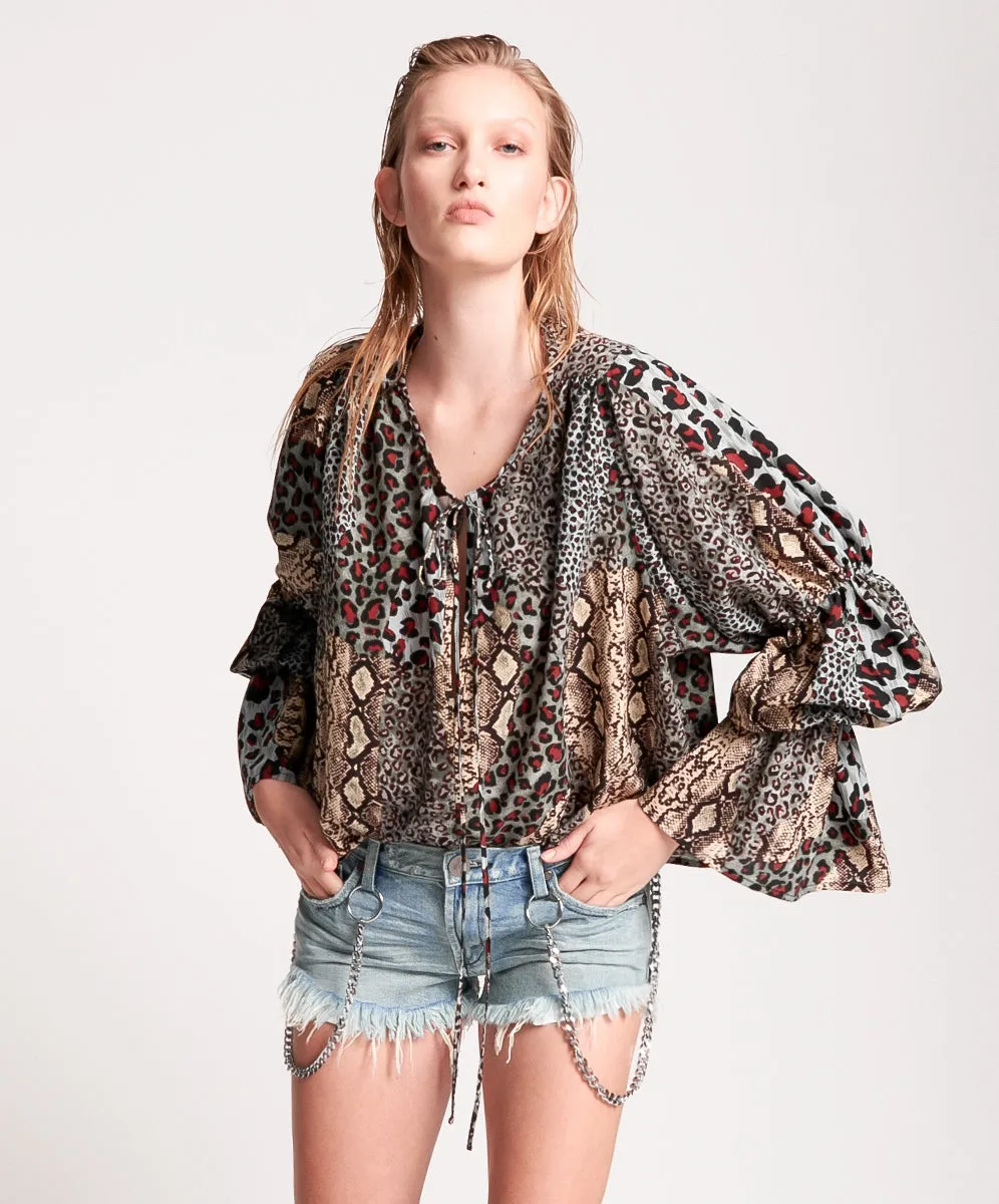 OneTeaspoon WOMENS PUNK PYTHON SOPHISTICATED SAVAGE TOP