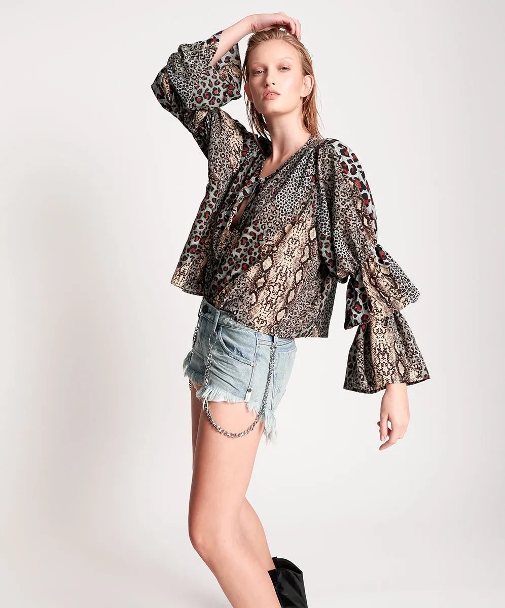 OneTeaspoon WOMENS PUNK PYTHON SOPHISTICATED SAVAGE TOP