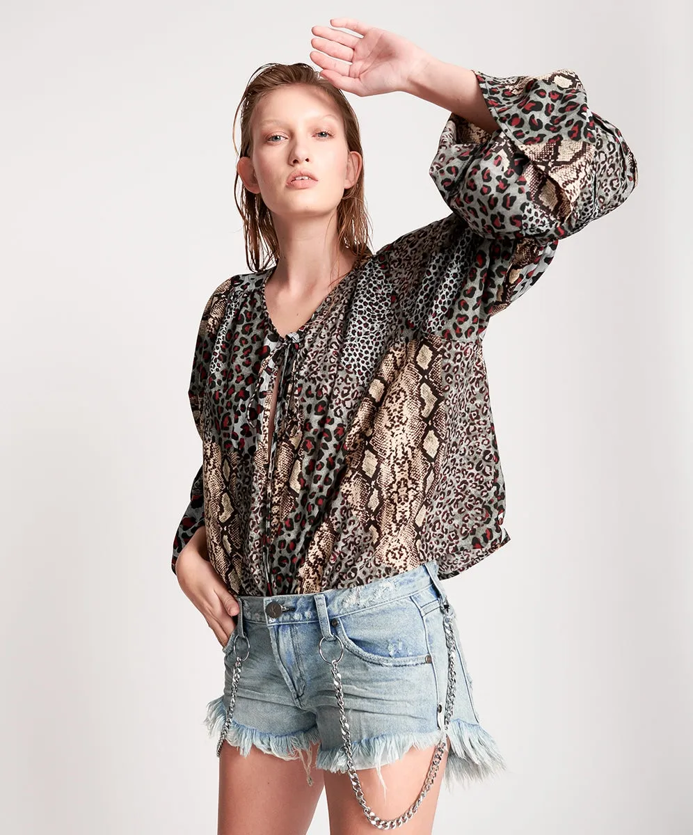 OneTeaspoon WOMENS PUNK PYTHON SOPHISTICATED SAVAGE TOP