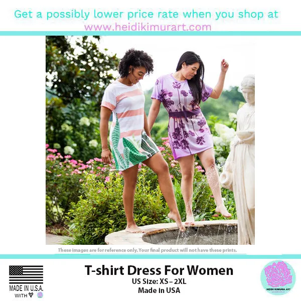 Pink Camo T-shirt Dress, Designer Military Print Women's Long T-shirt Dress-Made in USA(US Size: XS-2XL)