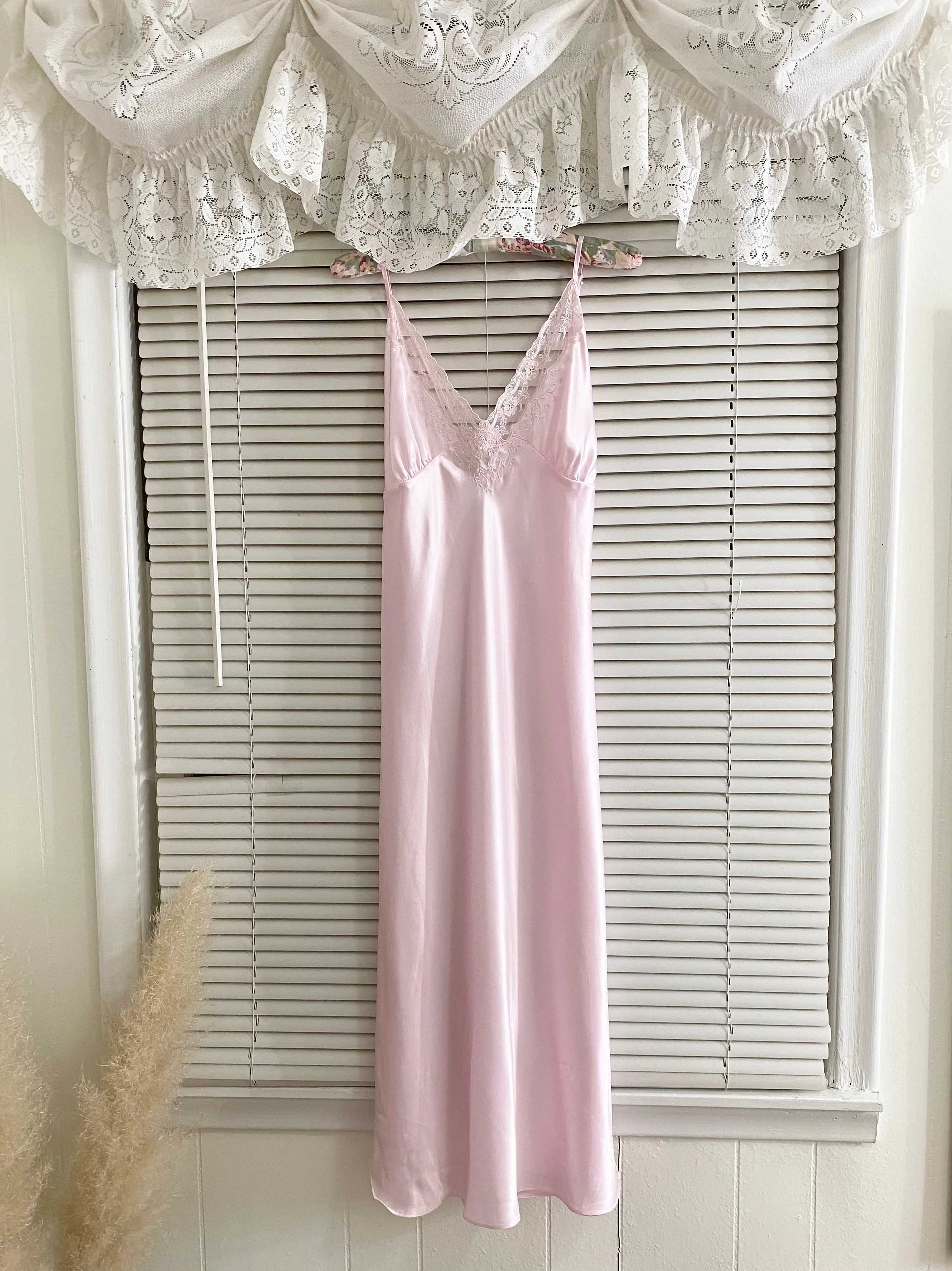 Pink Princess 1980s Satin Slip Gown (L)