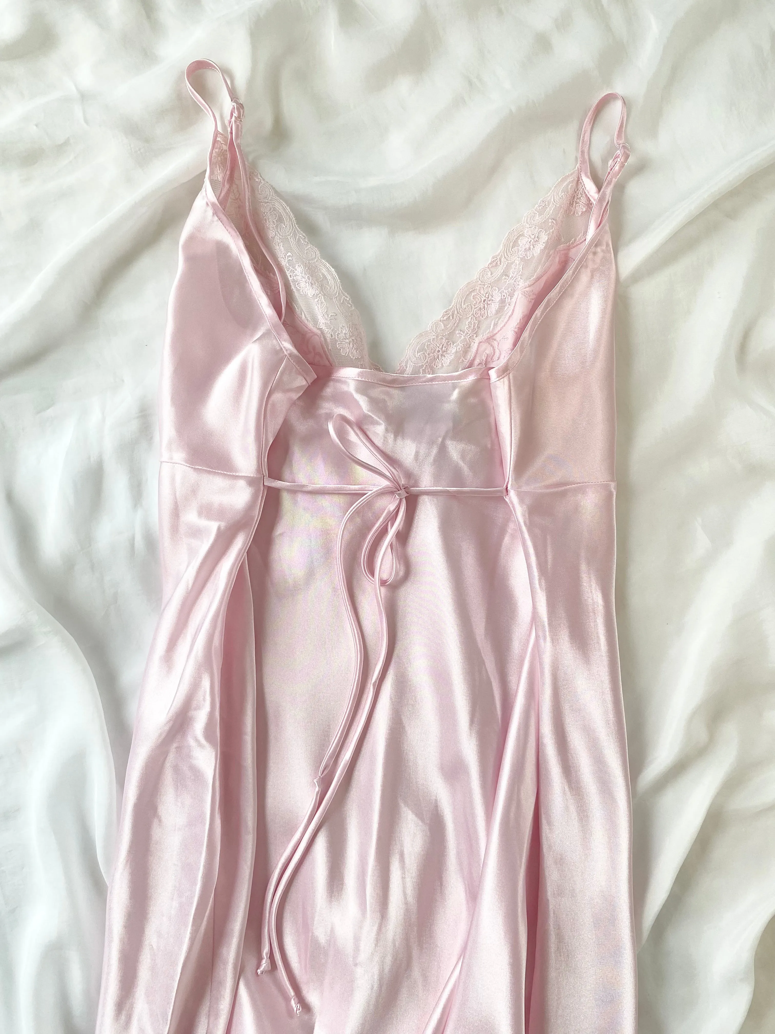 Pink Princess 1980s Satin Slip Gown (L)