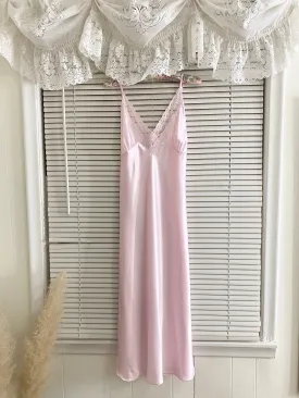 Pink Princess 1980s Satin Slip Gown (L)