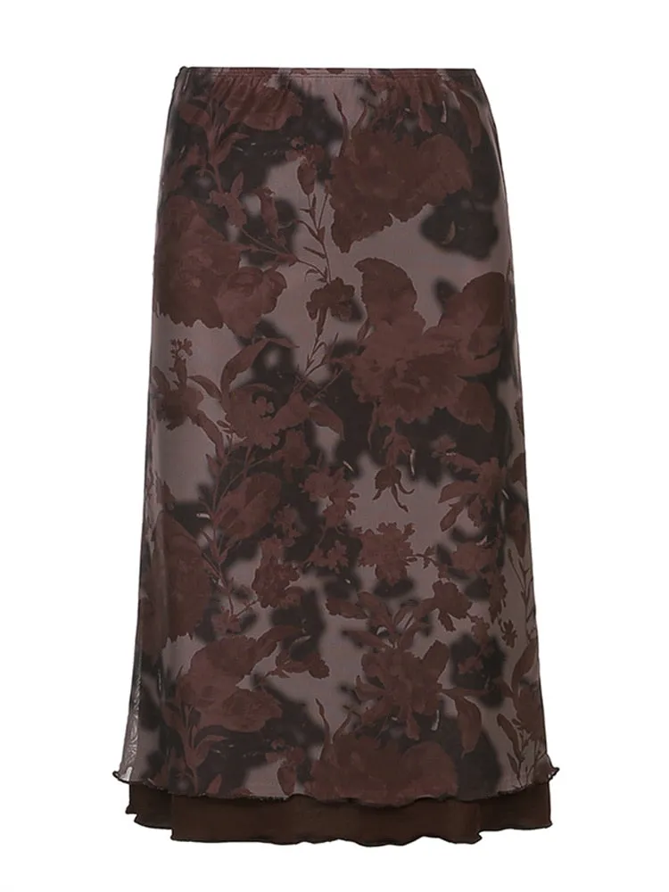 Printed Elegant Midi Skirt