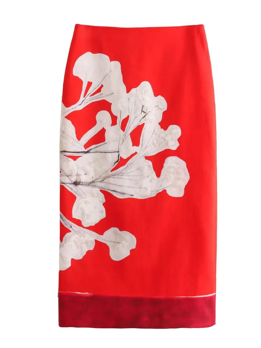Printed Linen Skirt