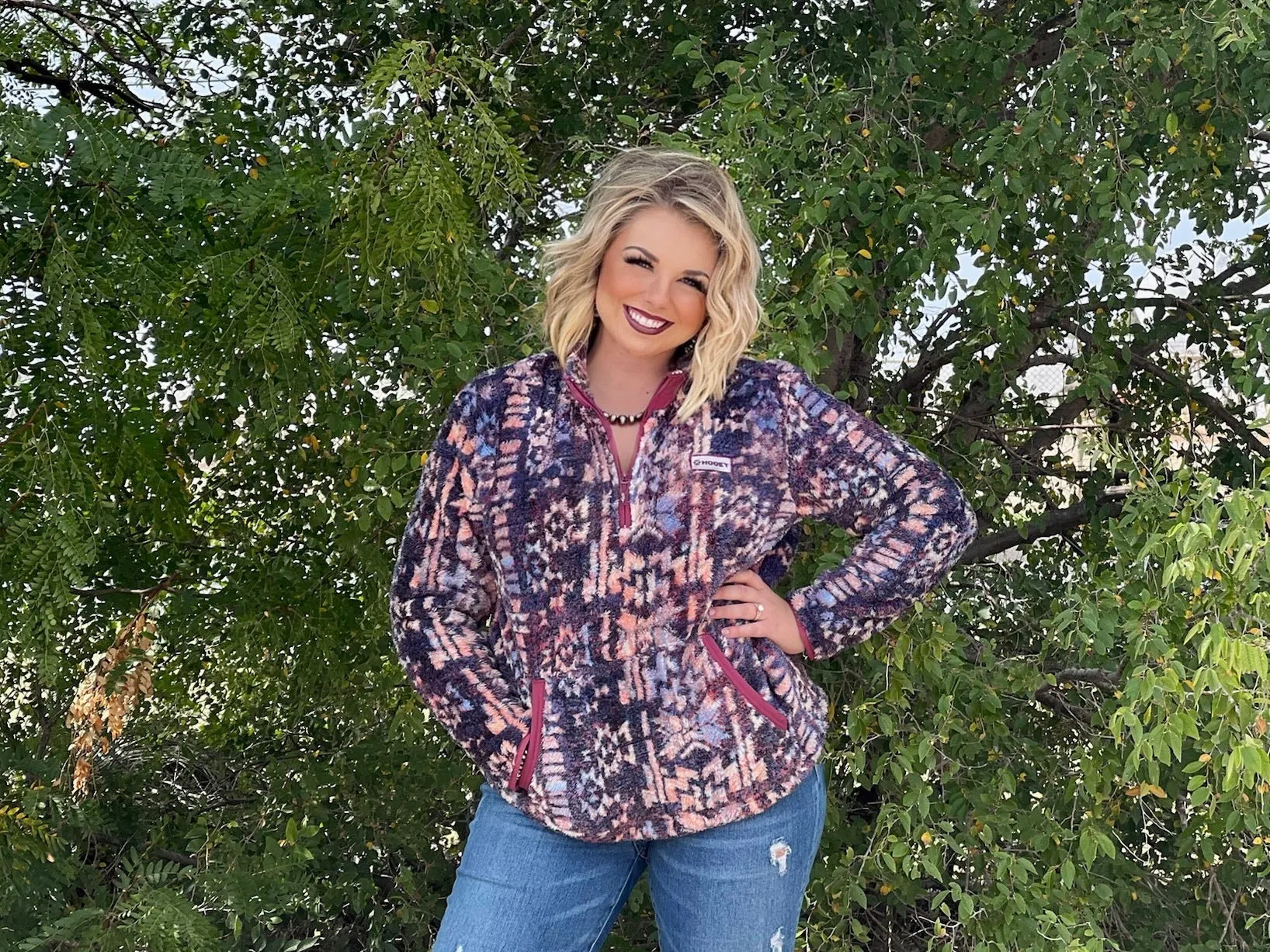 Purple Aztec Fleece Pullover by Hooey