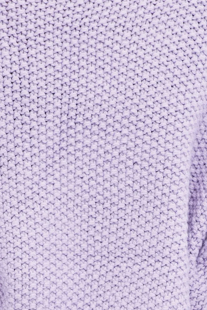 Purple Knit Jumper Turtle Neck