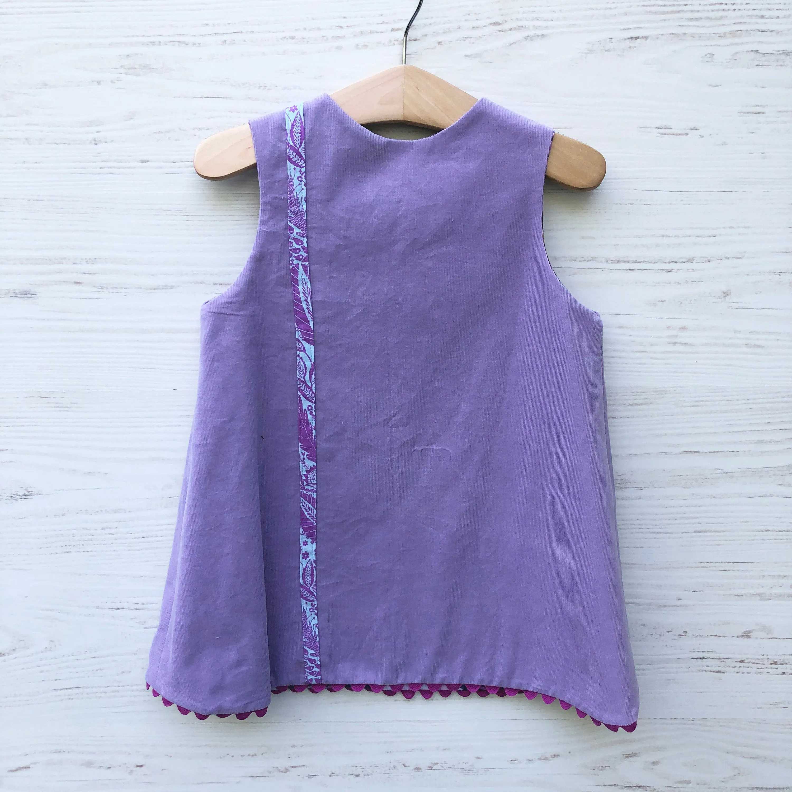 reversible corduroy stripe dress in lavender