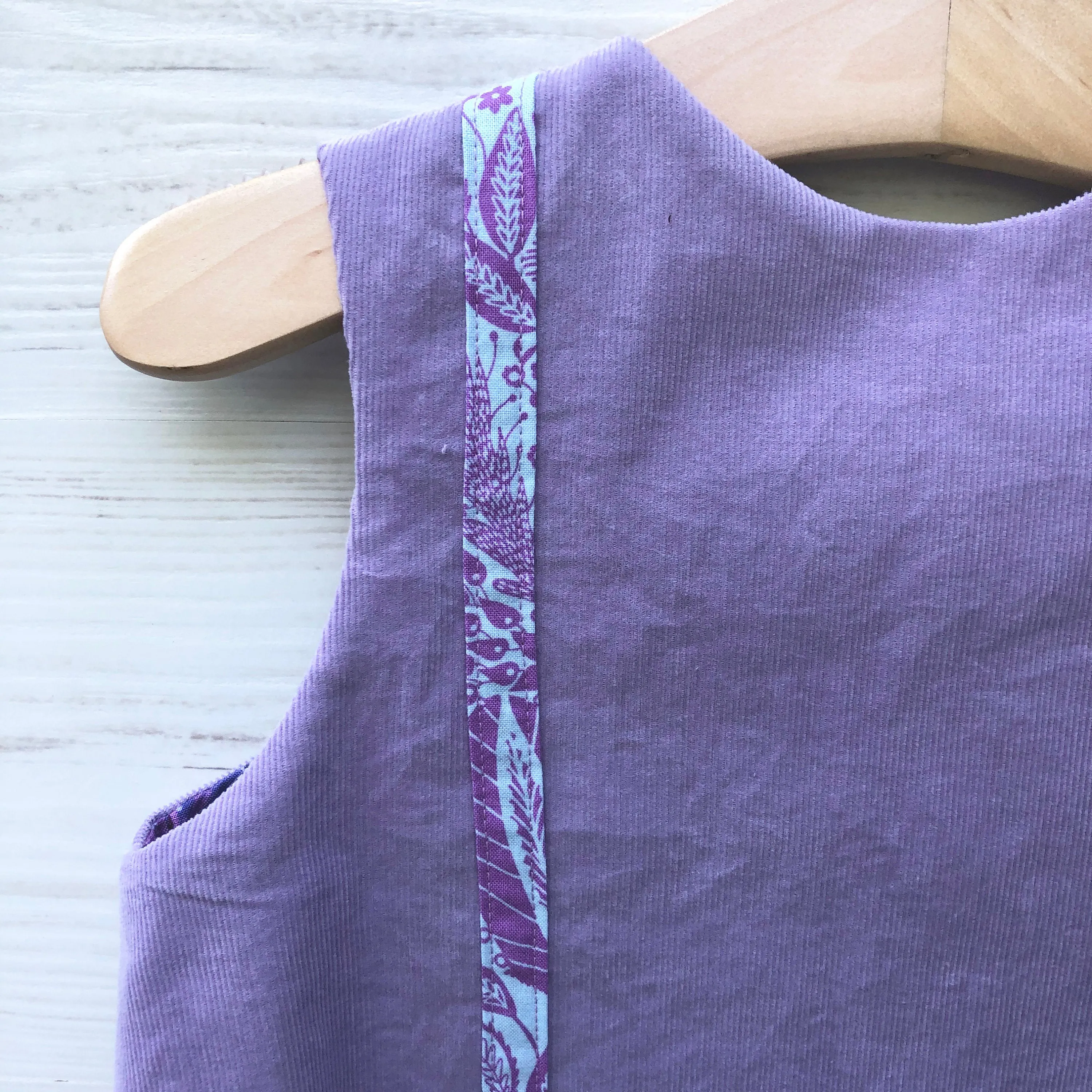 reversible corduroy stripe dress in lavender