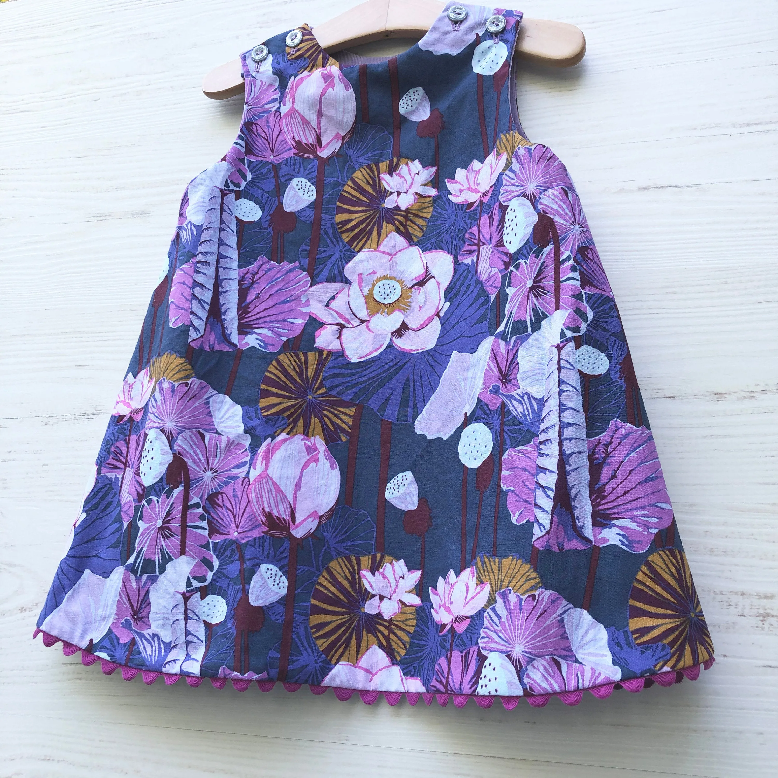 reversible corduroy stripe dress in lavender