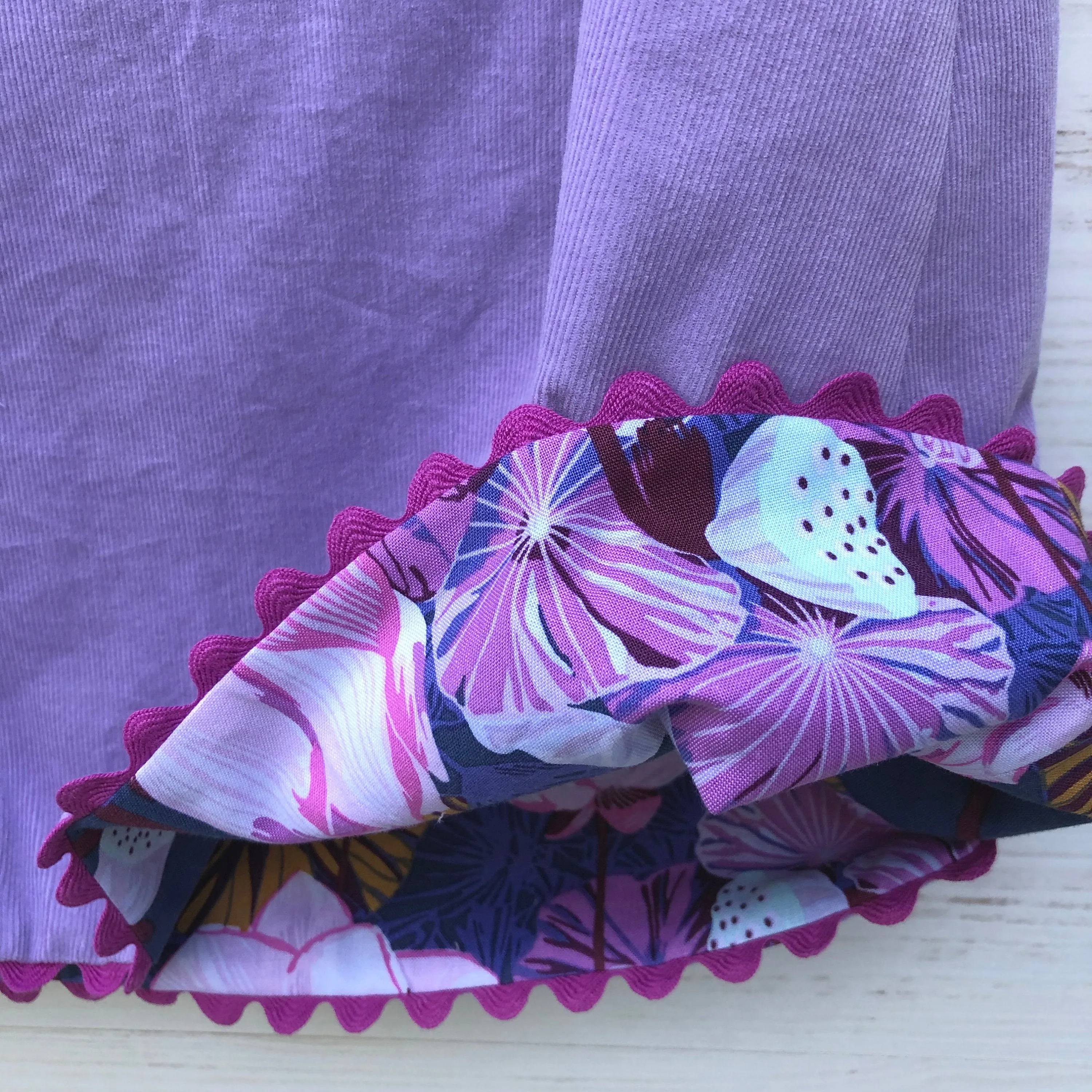 reversible corduroy stripe dress in lavender