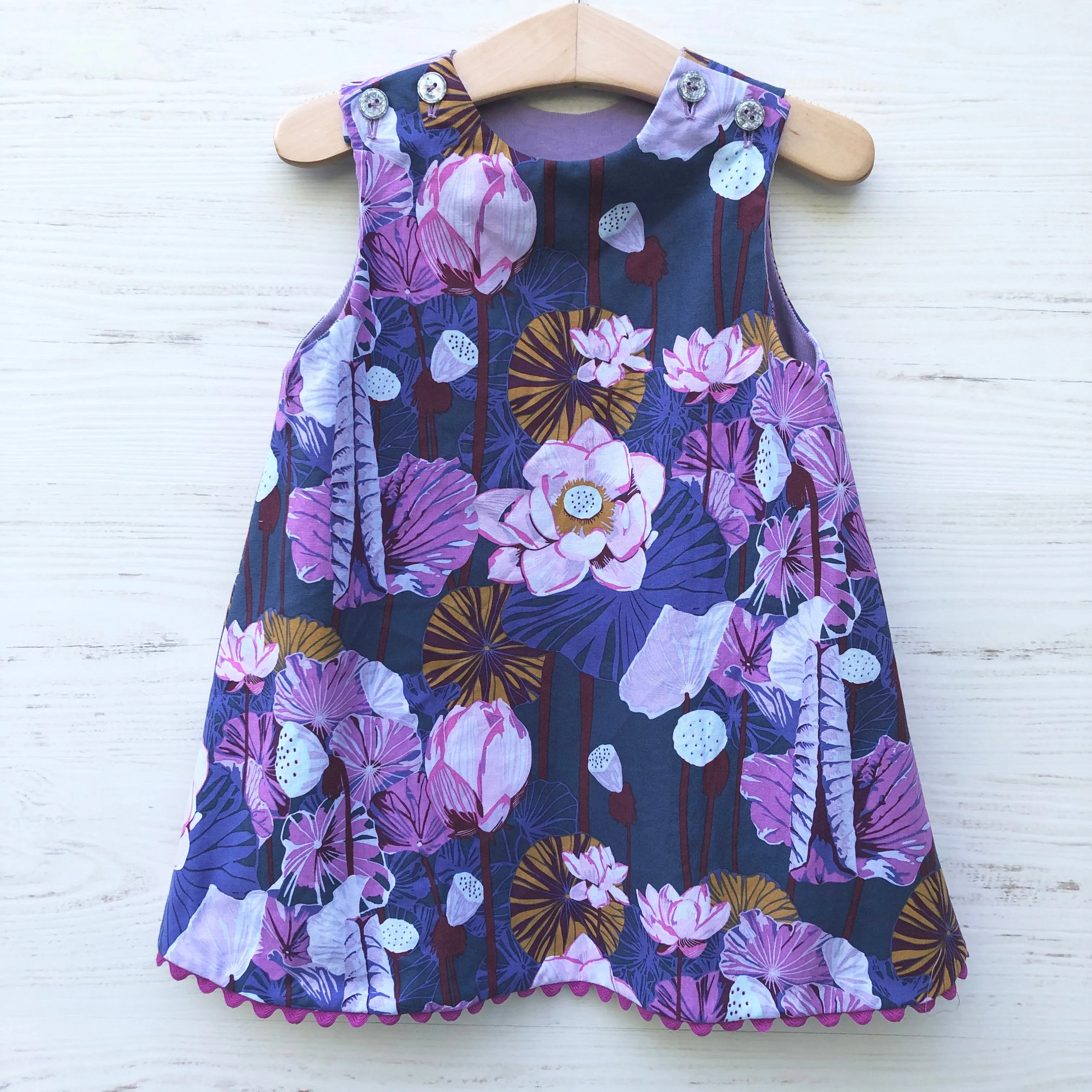 reversible corduroy stripe dress in lavender