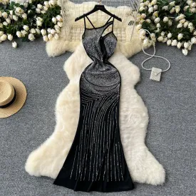 Rhinestone Studded Hollowed Slip Dress