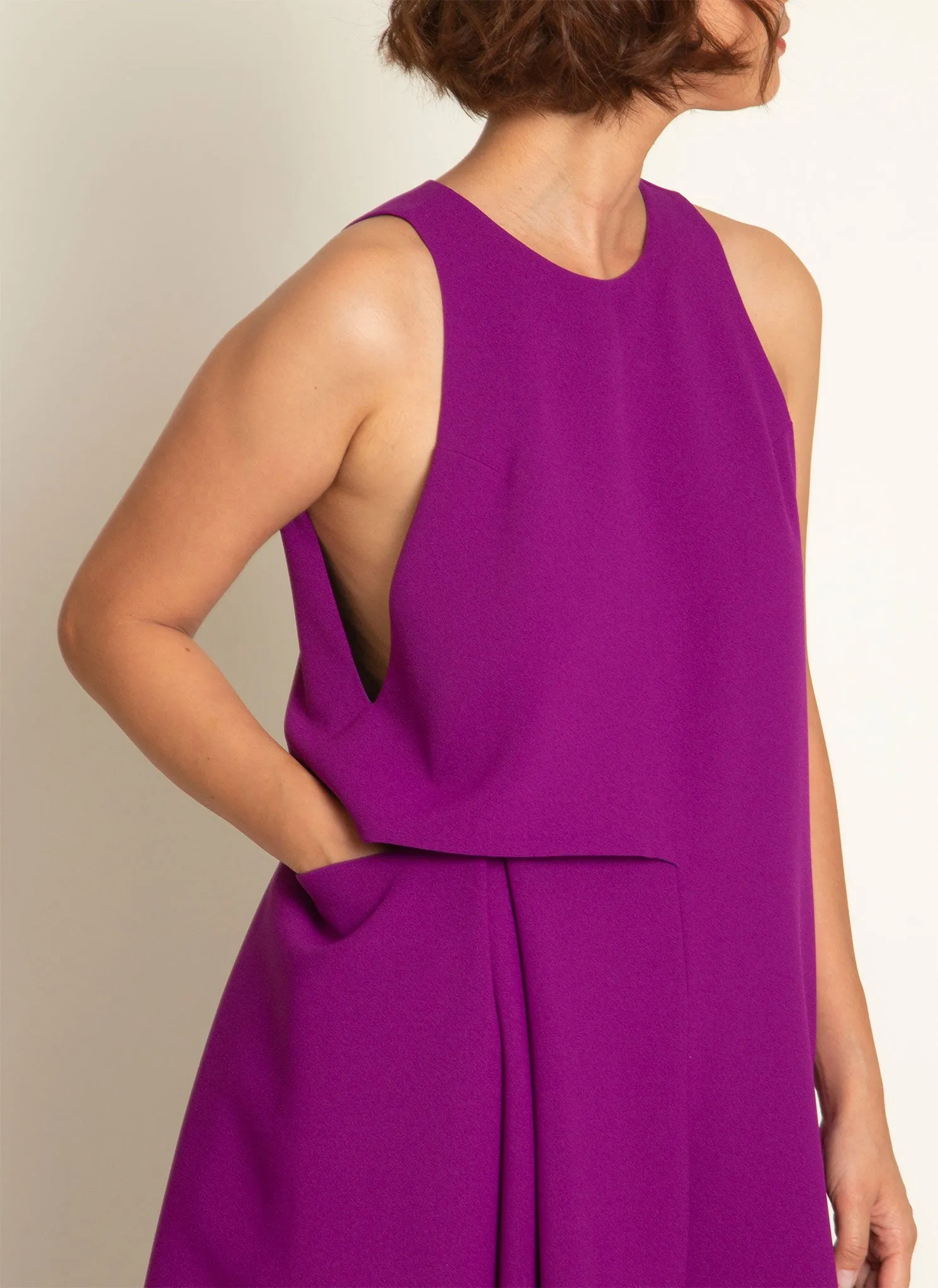 Saccha Layered Pocket Onesie in Magenta Purple