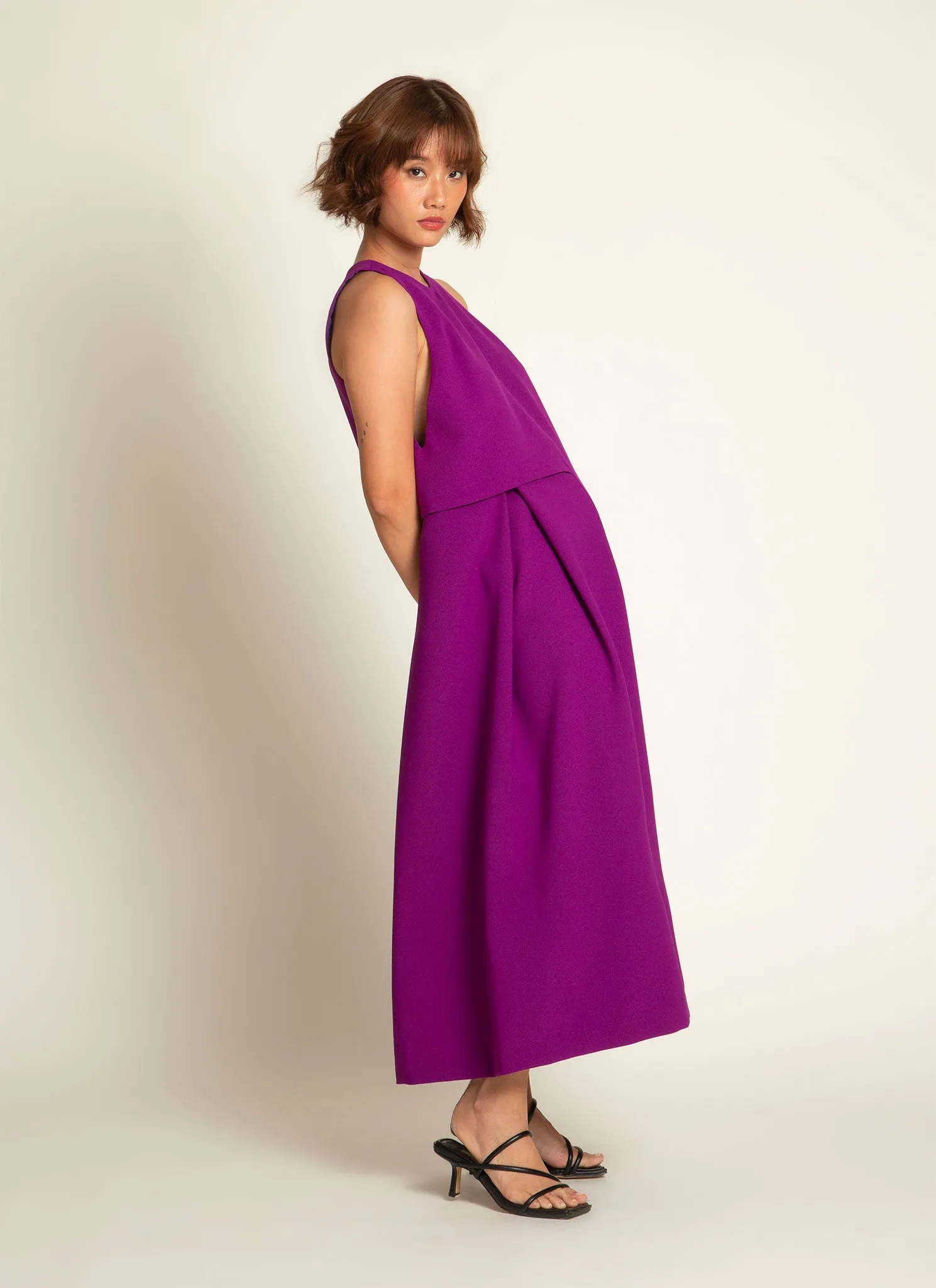 Saccha Layered Pocket Onesie in Magenta Purple