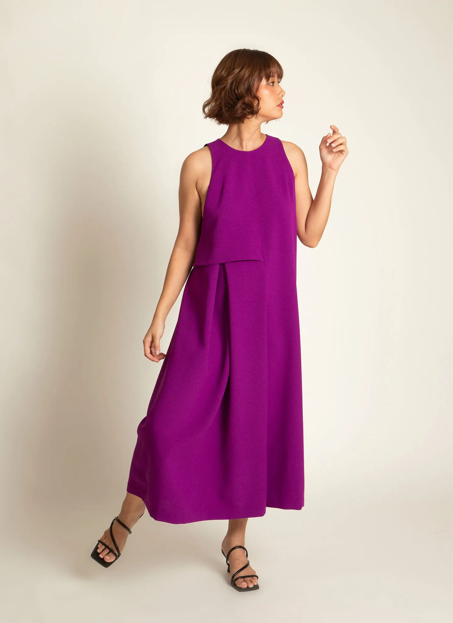 Saccha Layered Pocket Onesie in Magenta Purple