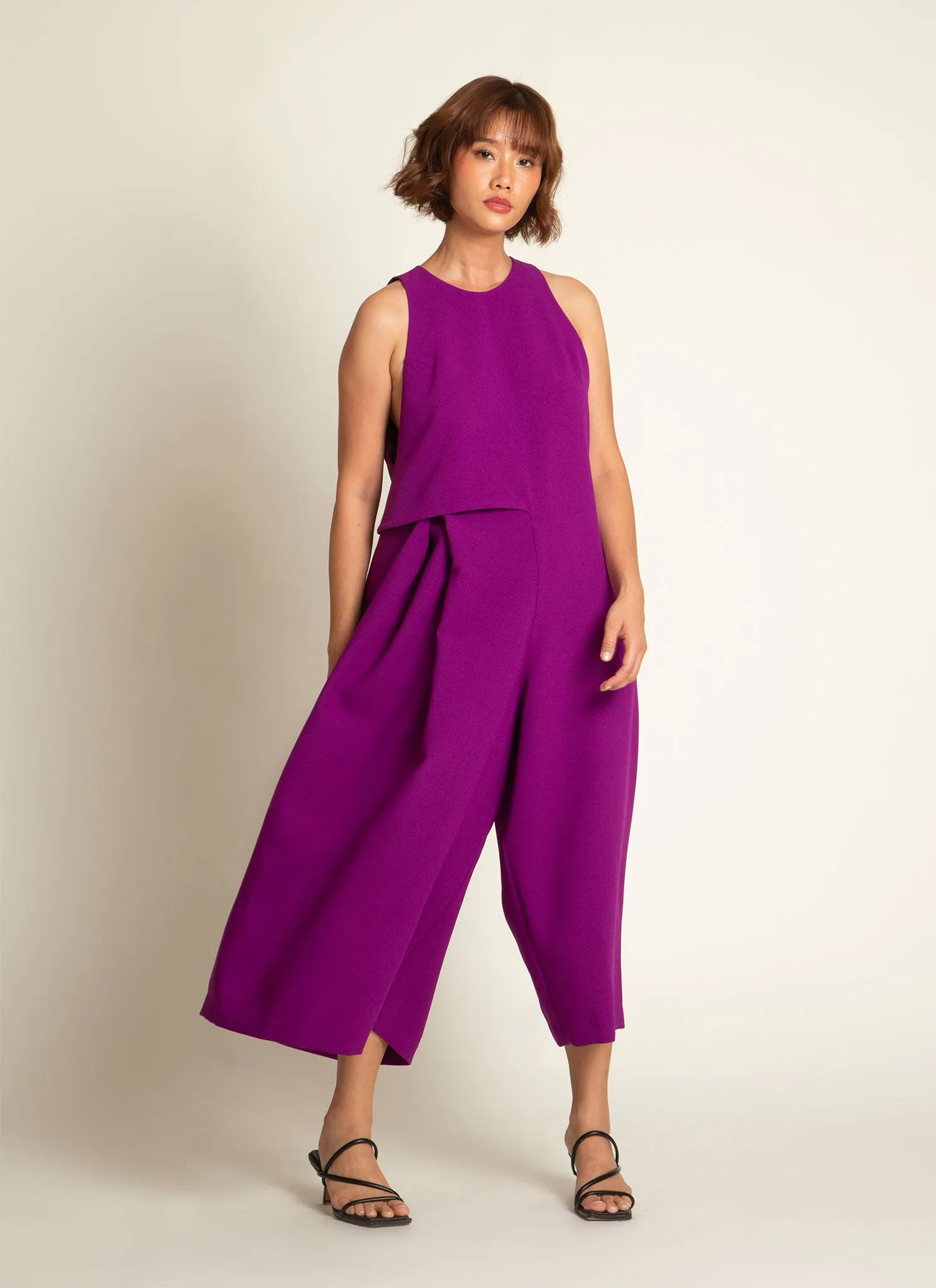 Saccha Layered Pocket Onesie in Magenta Purple