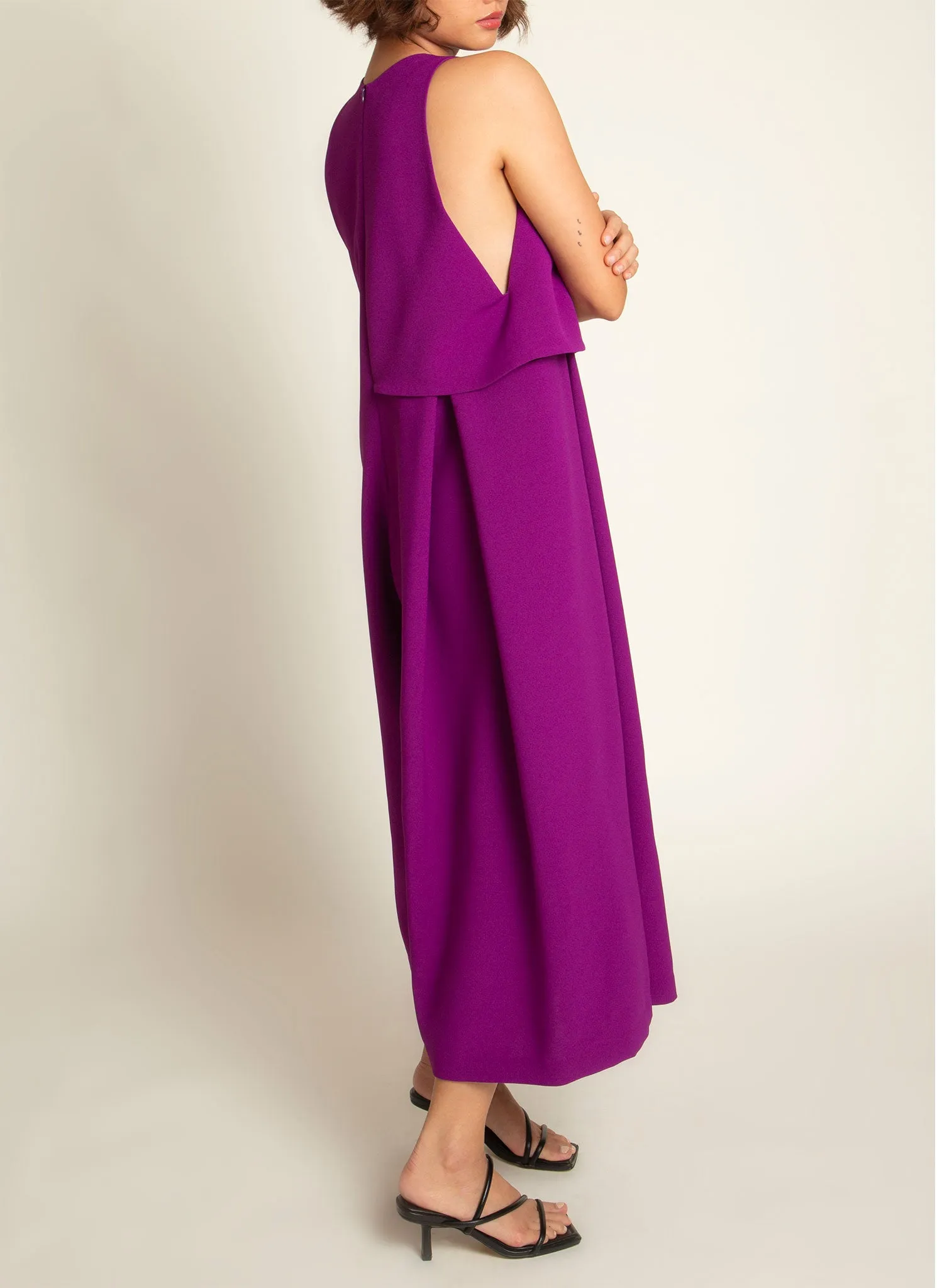 Saccha Layered Pocket Onesie in Magenta Purple
