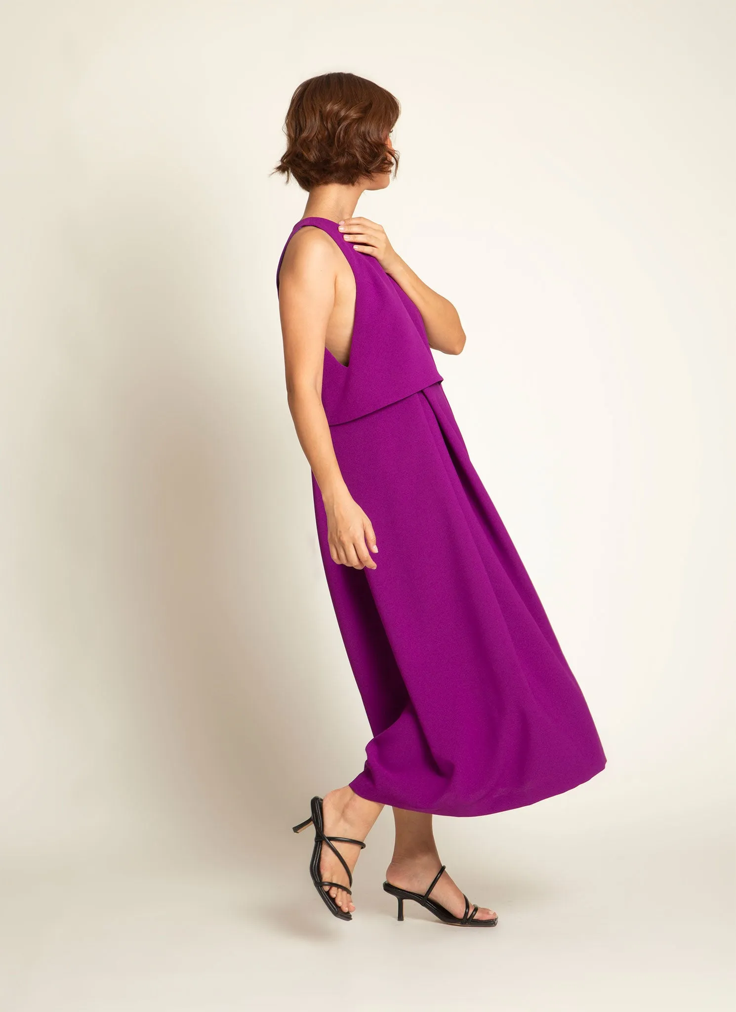 Saccha Layered Pocket Onesie in Magenta Purple