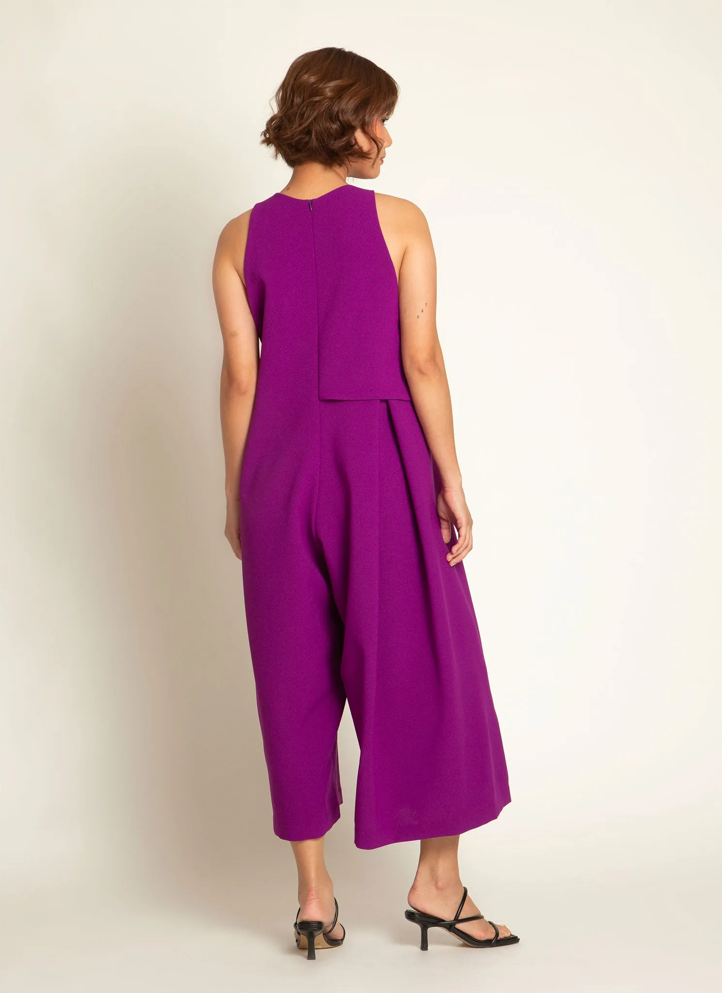 Saccha Layered Pocket Onesie in Magenta Purple