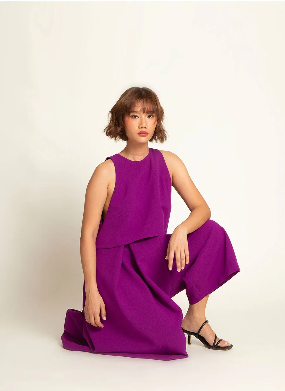 Saccha Layered Pocket Onesie in Magenta Purple