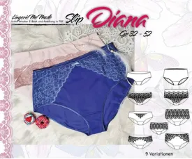 Schnittmuster von Lingeriememade Slip Diana Gr. 32 - 52, deutsch / german. PDF E-Book Slip/ Damenhöschen Nähen mit 9 Variationen. IDsmx3