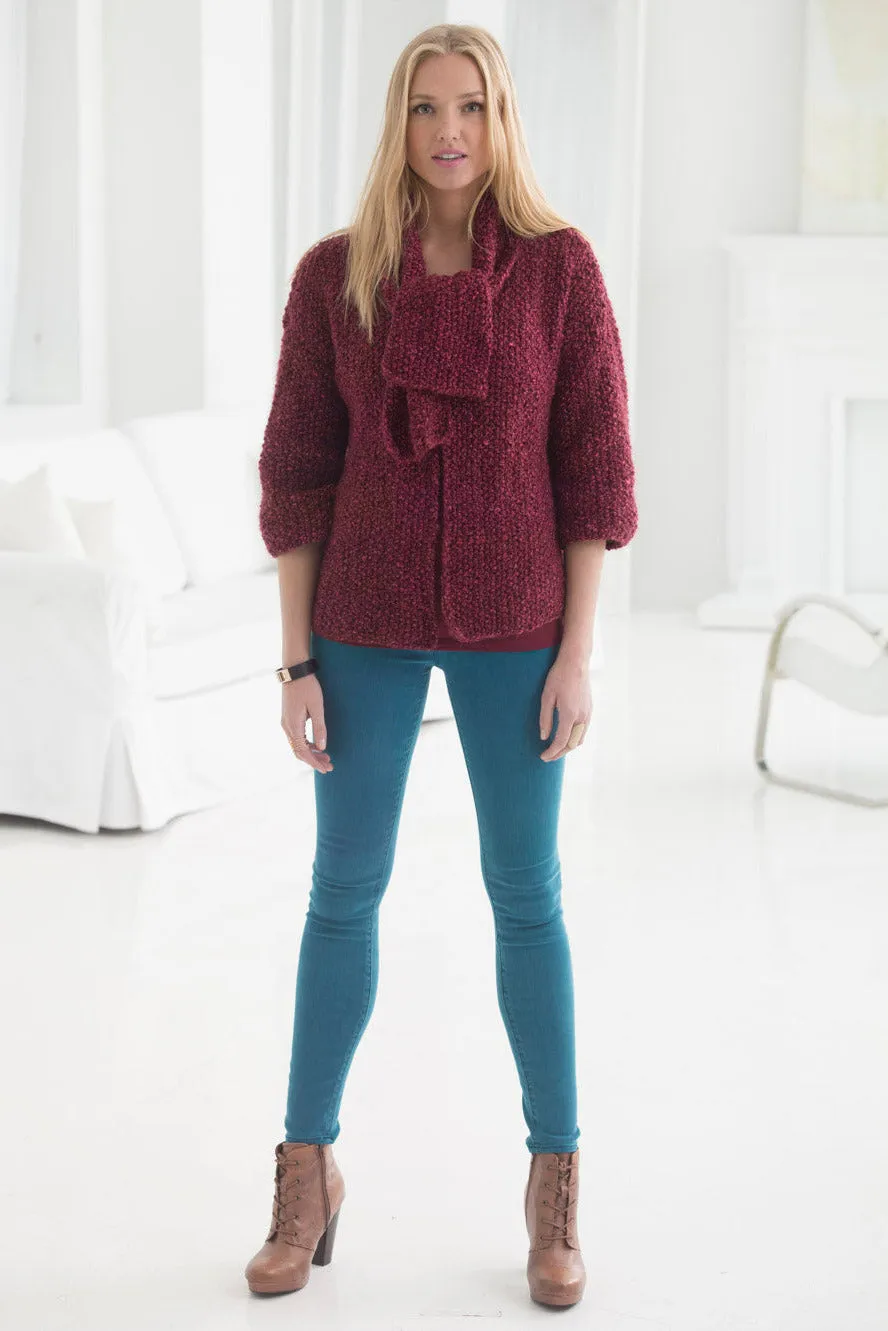 Seed Stitch Cardi With Scarf (Knit)