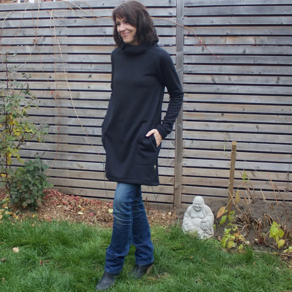 Sherpa Fleece Turtleneck Sweater Dresses for Women