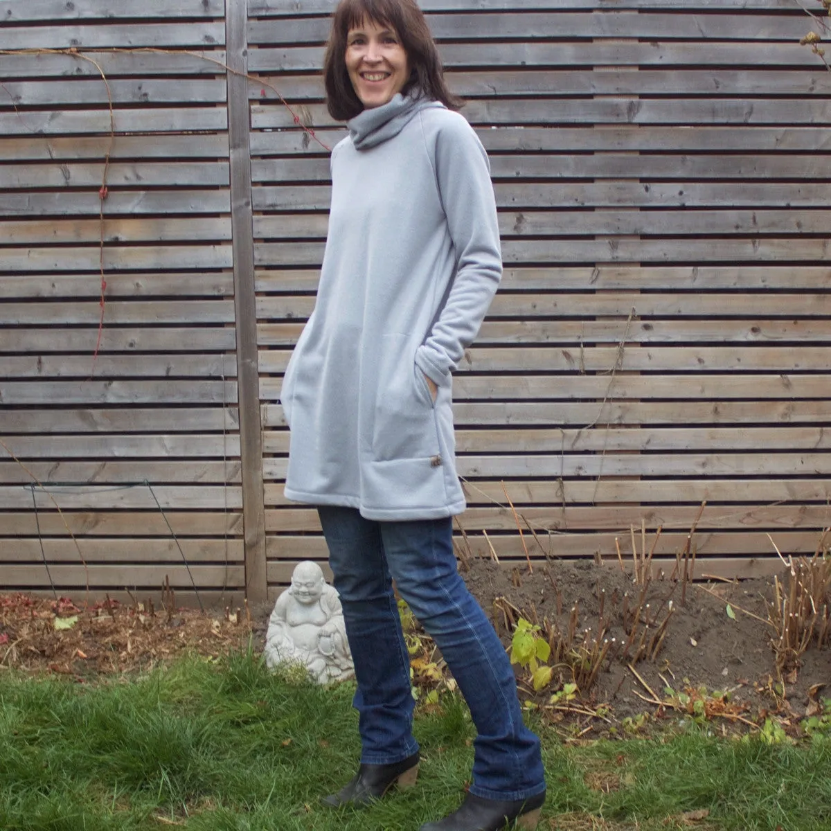 Sherpa Fleece Turtleneck Sweater Dresses for Women
