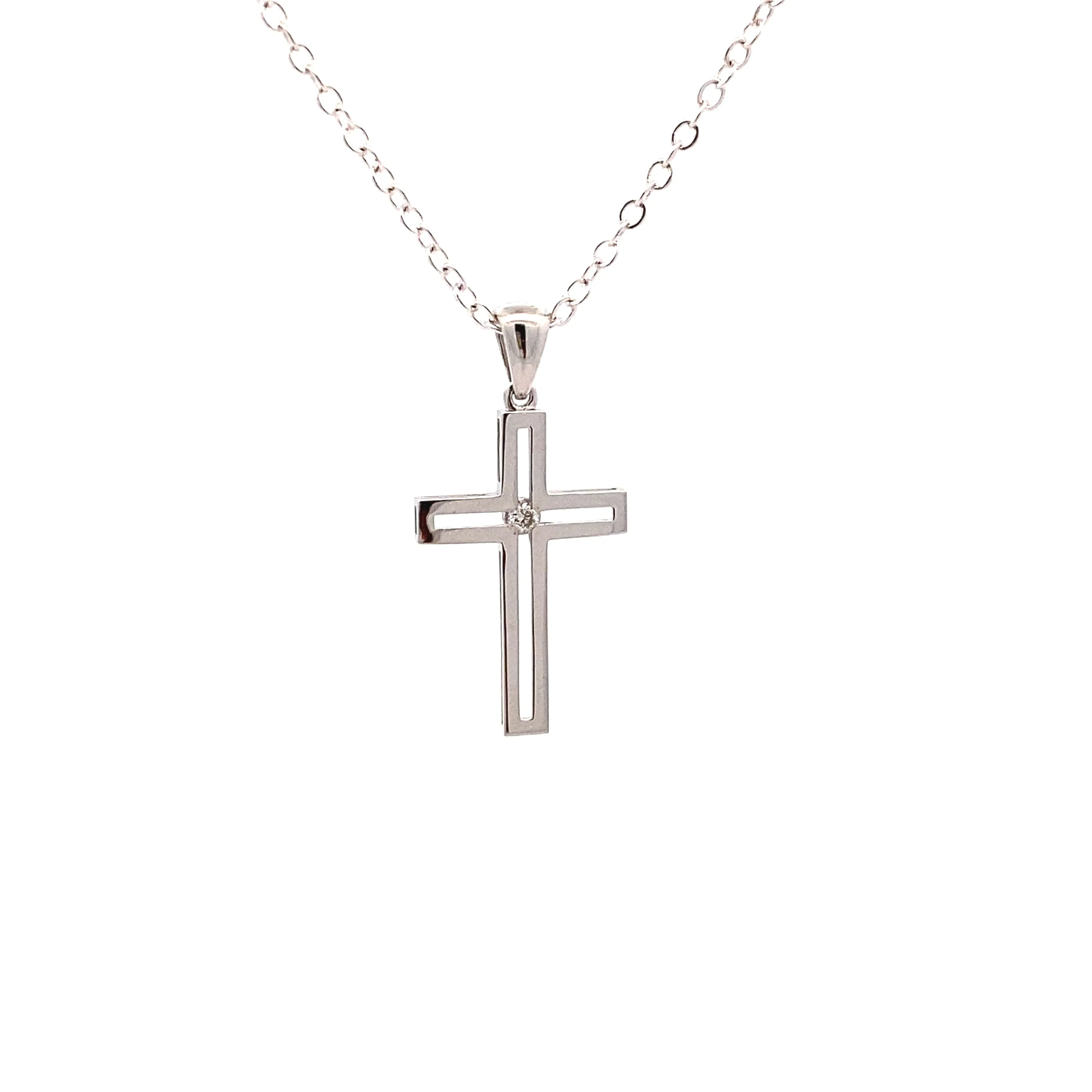 Sophisticated 9ct Gold Diamond Cross Pendant
