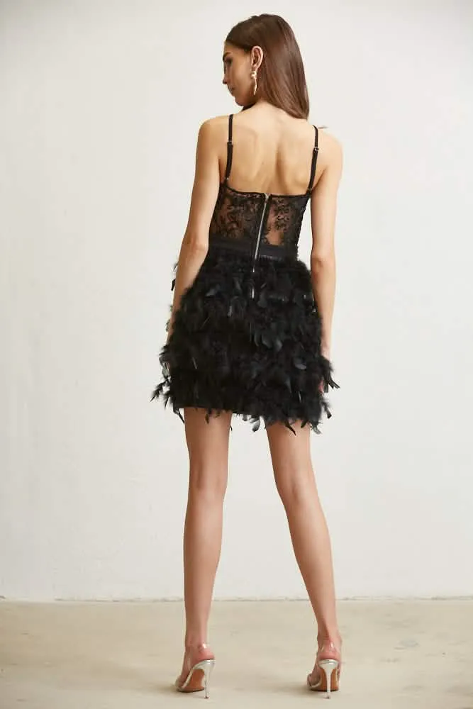 Sophisticated Feather Accented Evening Dress