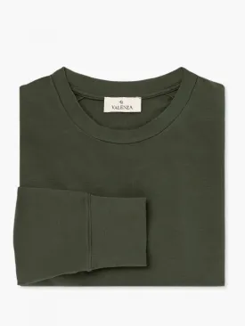 Stretch Cotton Crew Neck Sweater | Green
