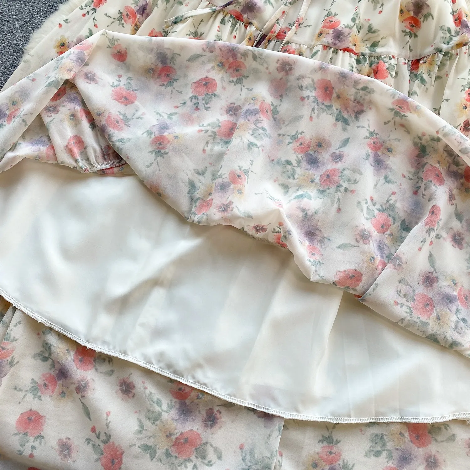 Sweetie Lace-up Floral Slip Dress
