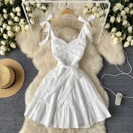 Sweetie Pleated Lace-up Puffy Dress