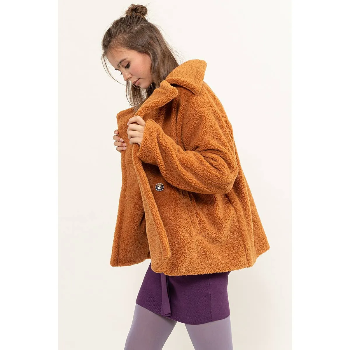 Teddy Fur Peacoat: CAMEL