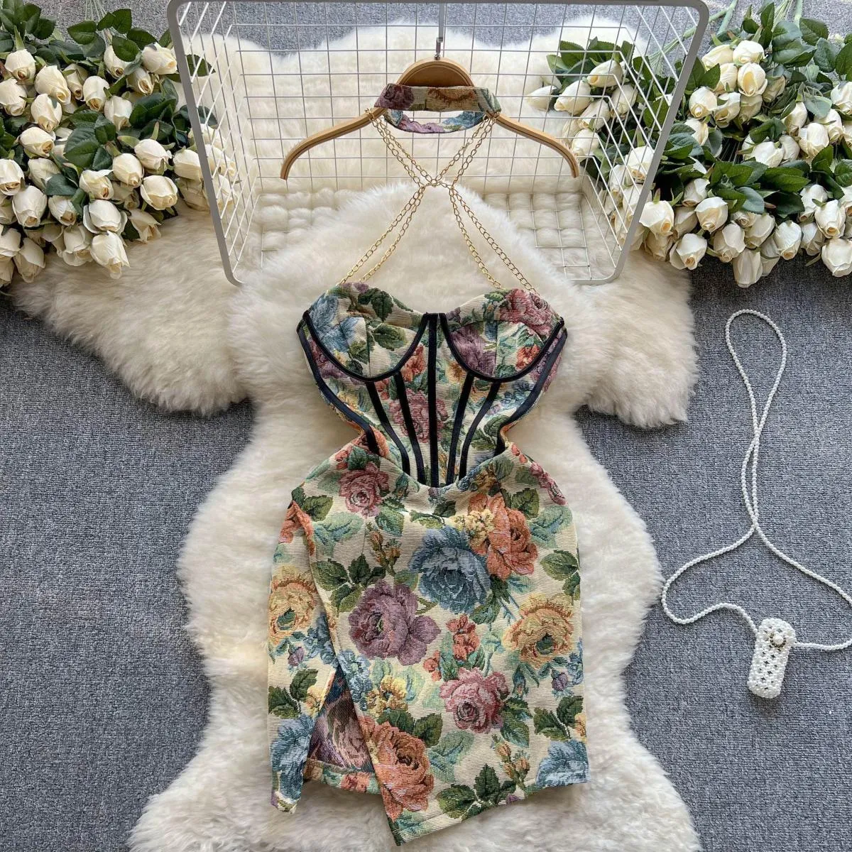 Vintage Oil Print Sheath Dress