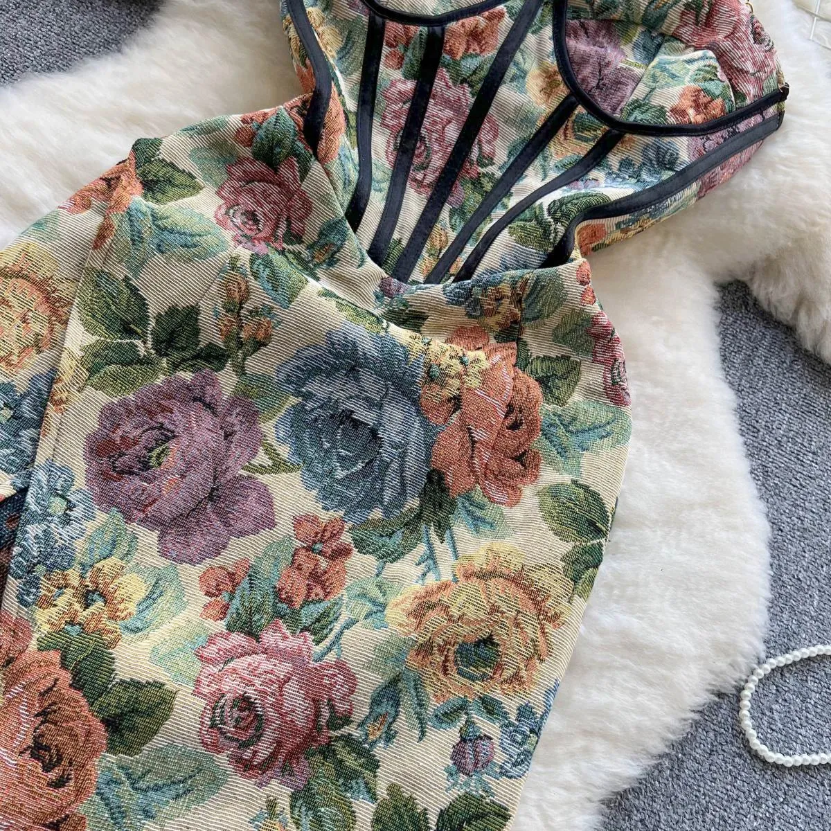 Vintage Oil Print Sheath Dress