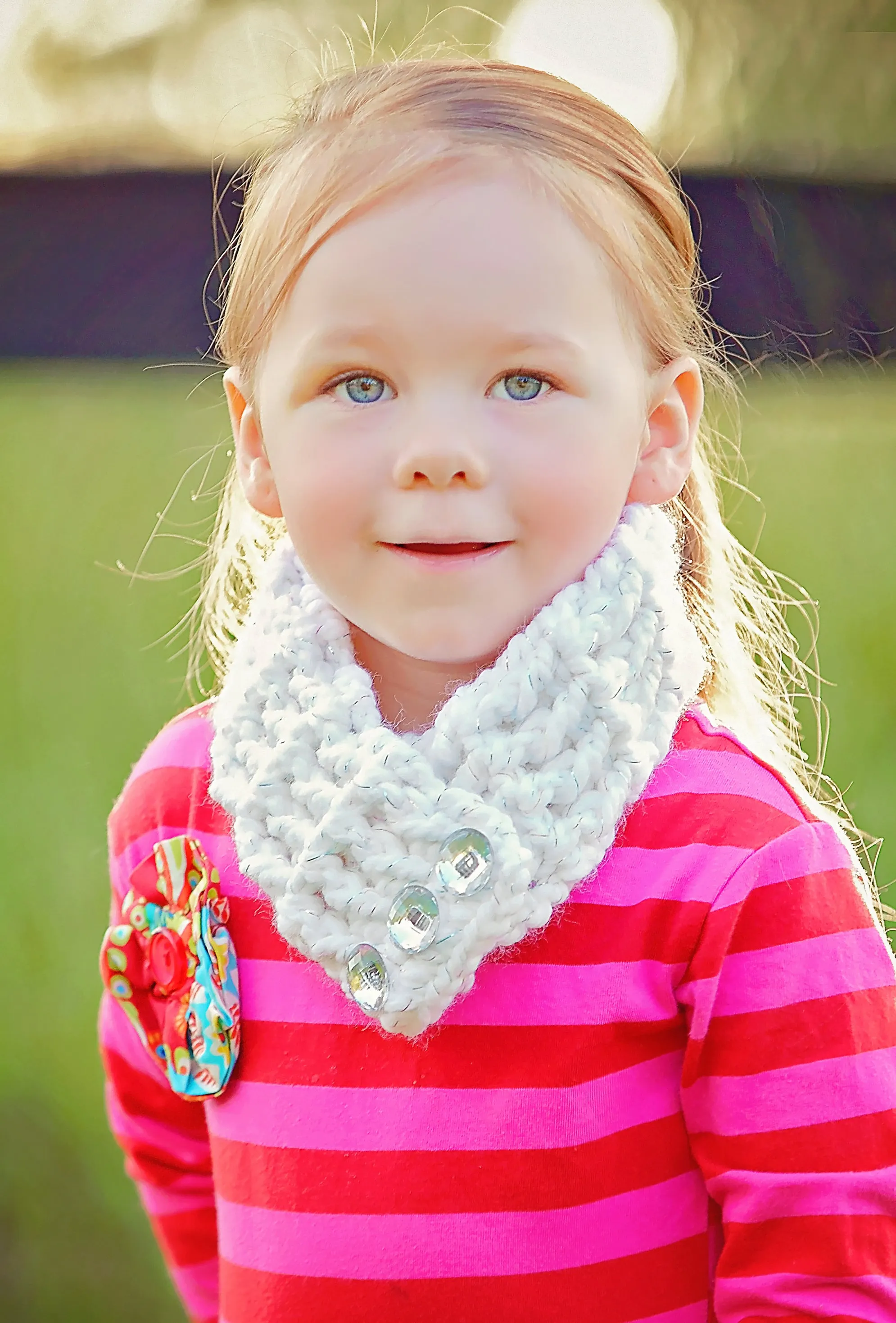 White sparkle button scarf