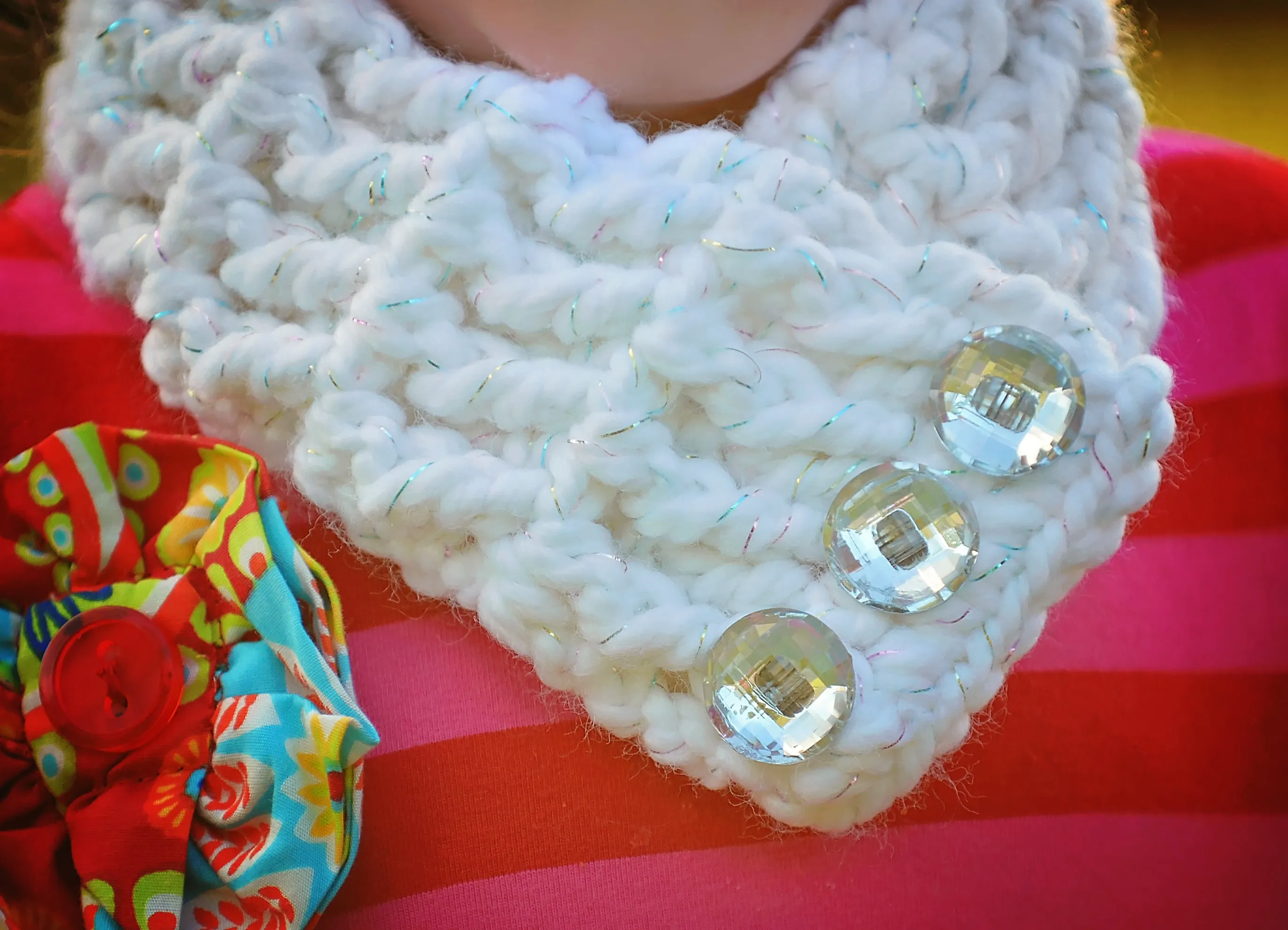 White sparkle button scarf