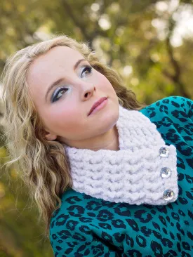 White sparkle button scarf