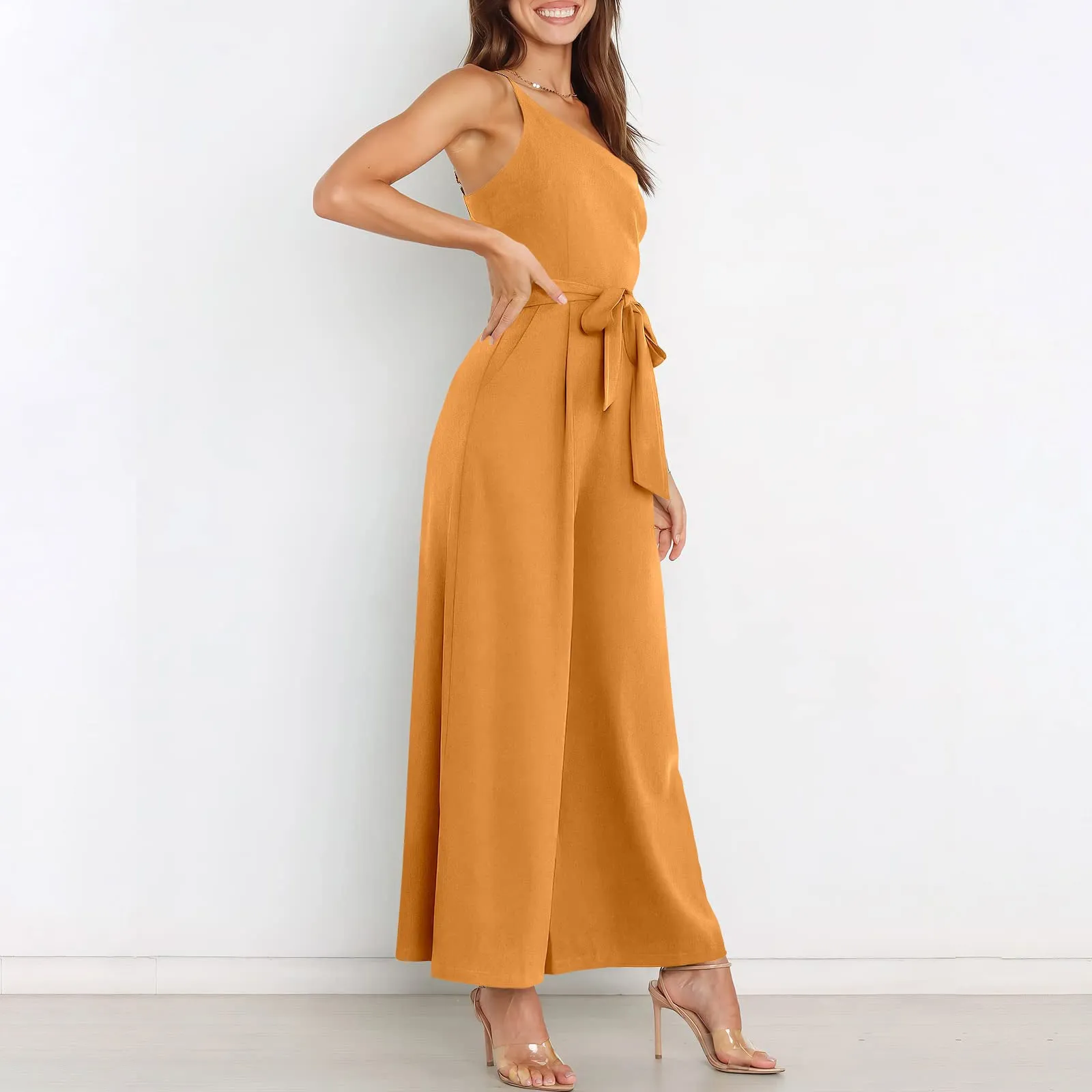 Wide-Leg Belted Jumpsuit for Elegant Evenings