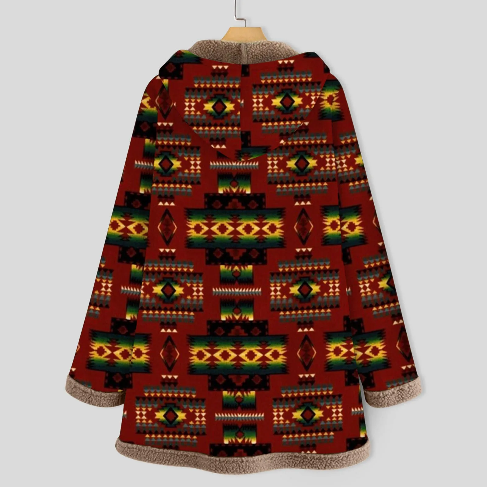 Women Winter Warm Coat Casual Patchwork Female Long Sleeve Hooded Outwear Fashion Streetwear Lady Clothes Loose Boho Jacket