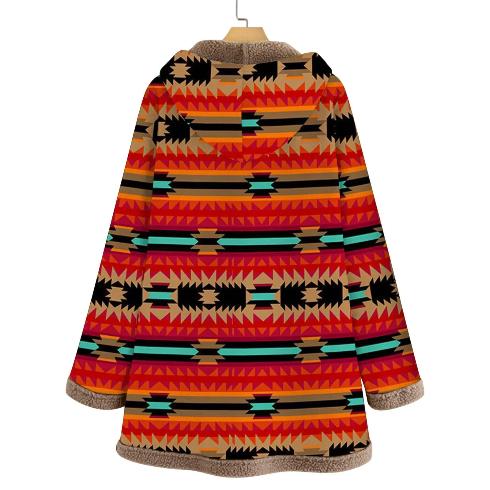 Women Winter Warm Coat Casual Patchwork Female Long Sleeve Hooded Outwear Fashion Streetwear Lady Clothes Loose Boho Jacket
